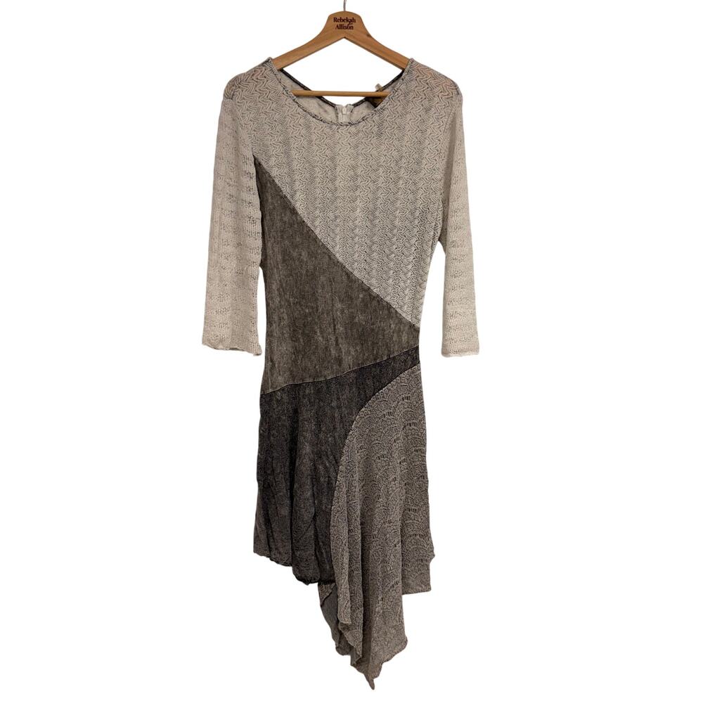 Aratta Silent Journey Asymmetrical Lace Boho Pieced Dress SZ SMALL Lagenlook EUC